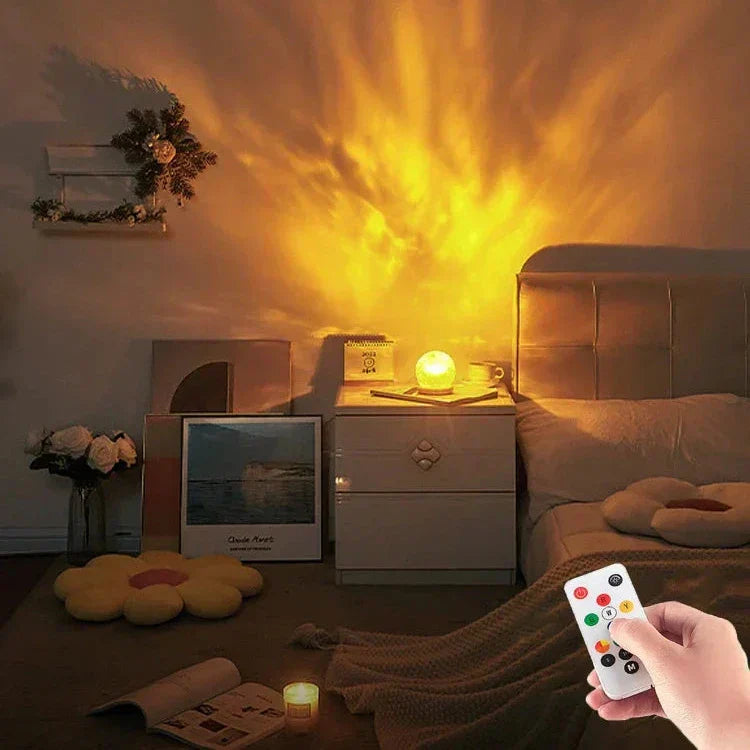 GlowSphere – Dekorativ bordlampe med tekstureret kugle og fjernstyret belysning