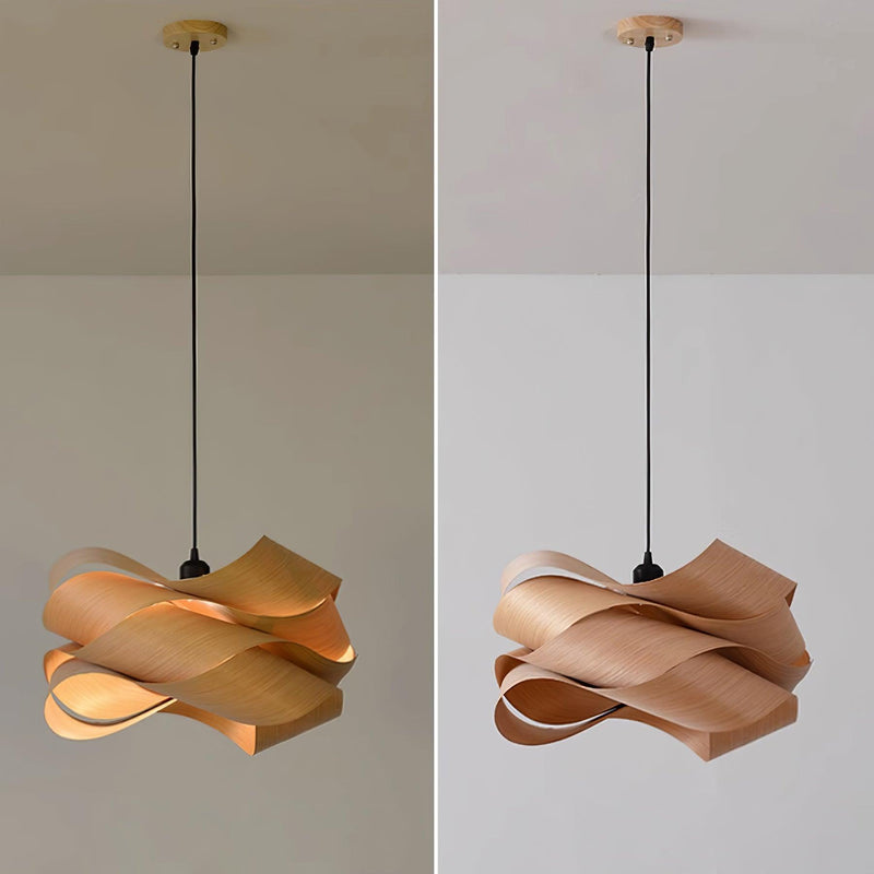 UmiWeave – Skulpturel Pendellampe med Indviklet Flettet Paneldesign