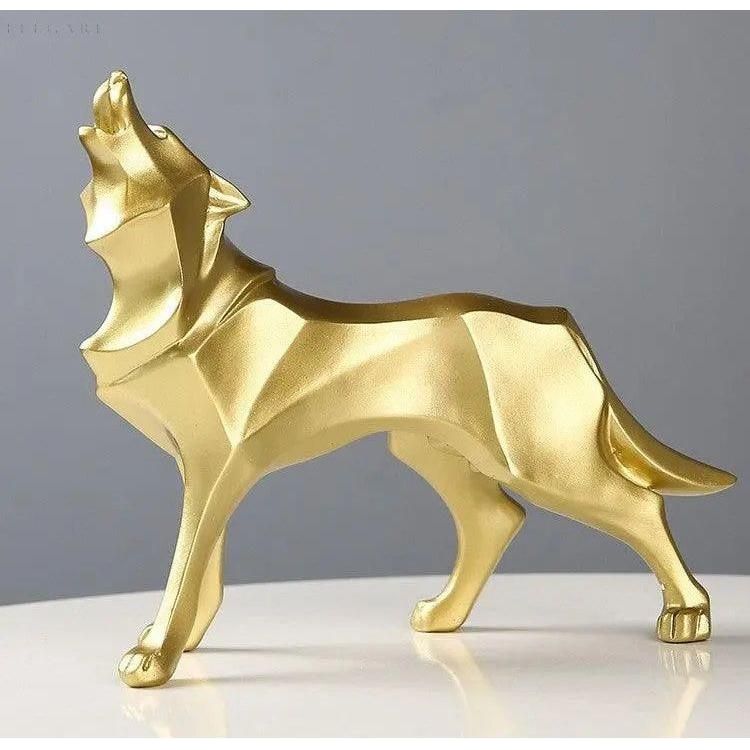 LupoSight - Geometrisk Ulvestatue med Skarpt Kantede Design til Moderne Rum