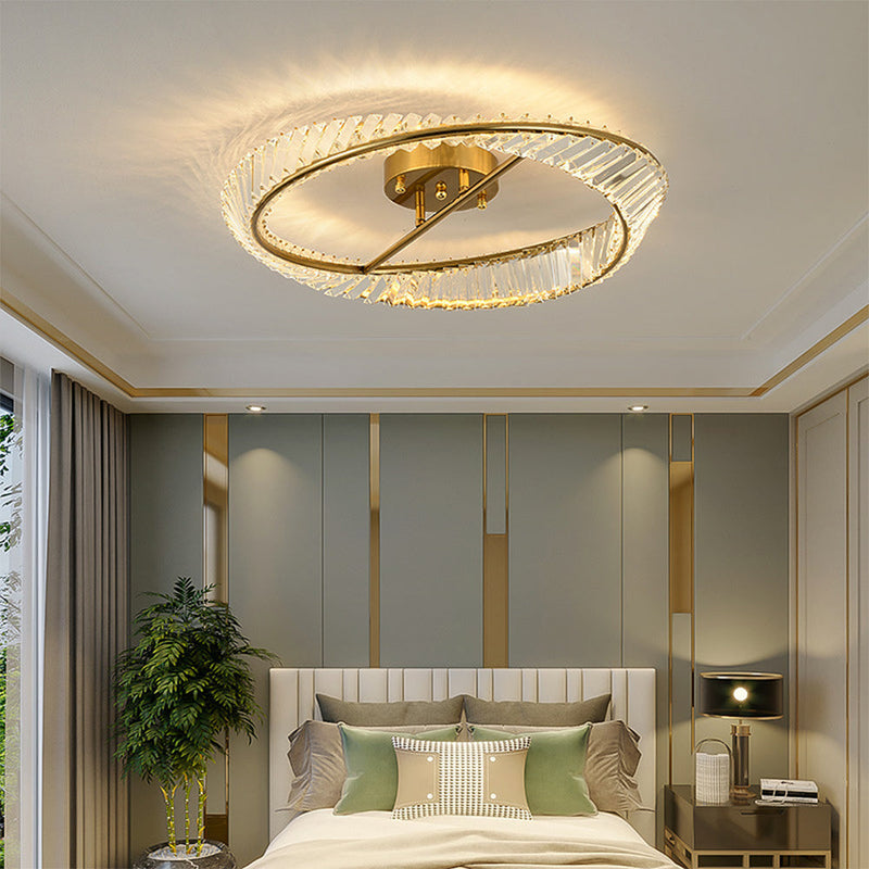 LuxeHalo – Rund moderne loftslampe med fjernbetjening og krystalinspirerede accenter