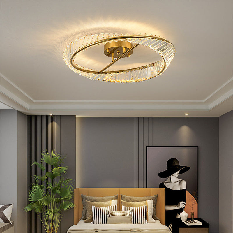 LuxeHalo – Rund moderne loftslampe med fjernbetjening og krystalinspirerede accenter