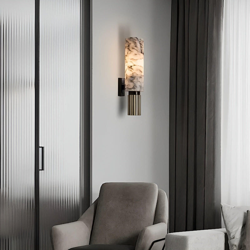LustraGlow - Elegant væglampe med stilfuldt marmorinspireret mønster