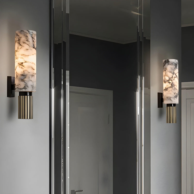 LustraGlow - Elegant væglampe med stilfuldt marmorinspireret mønster
