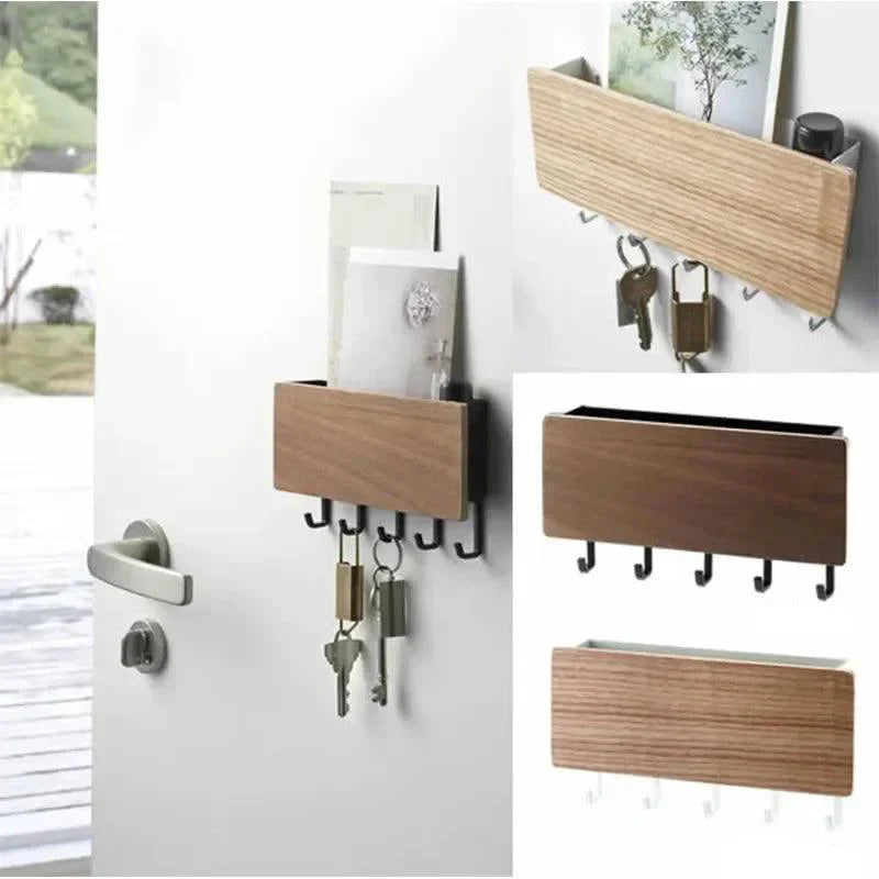 KeyNest – Væghængt Nøgleholder med Kroge og Opbevaringsrum