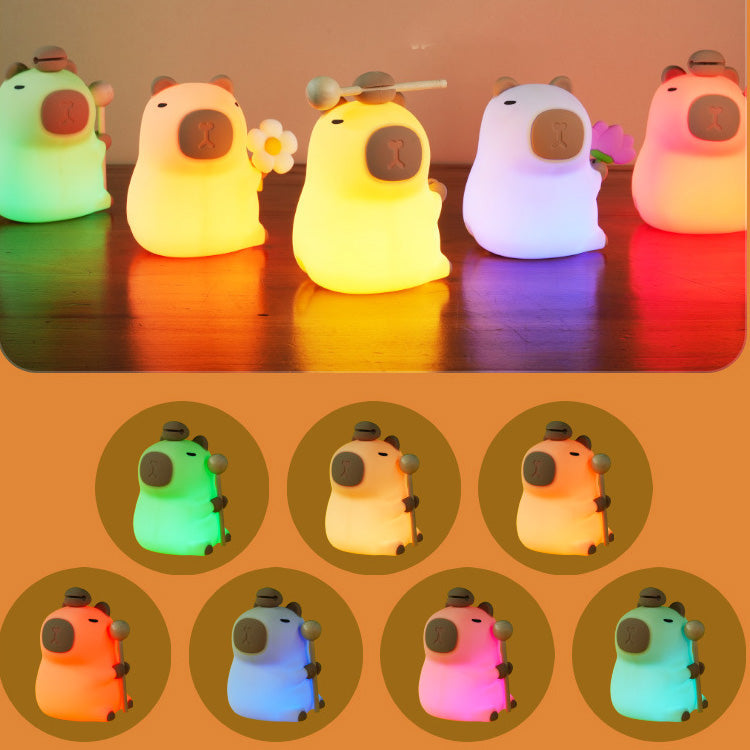 CapyGlow - Sød LED-natlampe med blød varm glød og charmerende Capybara-design