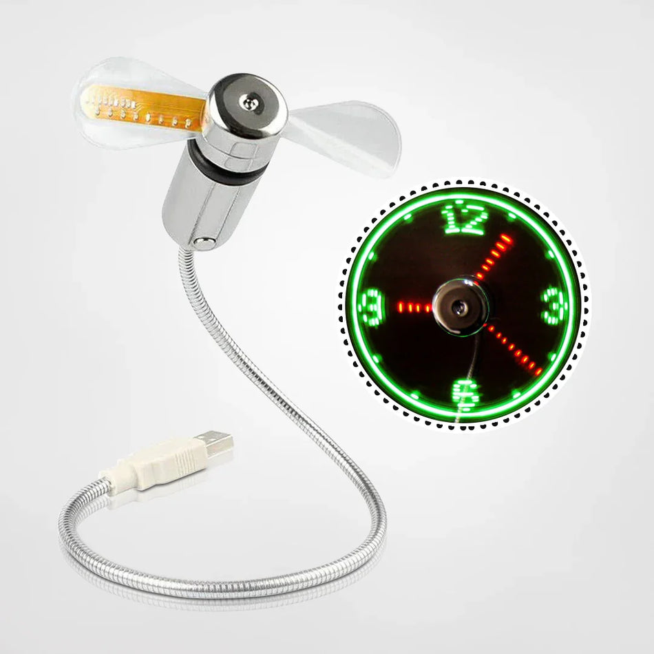 AirFlex – USB-blæser med justerbar hals og LED-urdisplay