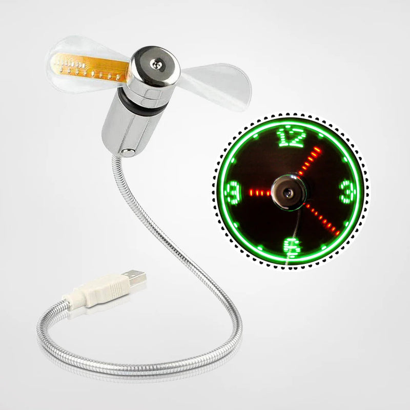 CoolGlow - Kompakt USB LED-ventilator med temperaturdisplay til smart brug