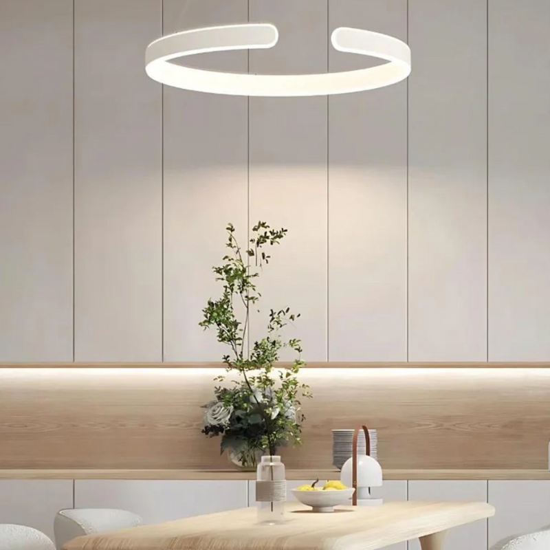 LumaArc – Justerbar LED-loftslampe med dobbelte hængende ringe til stilfuldt interiør