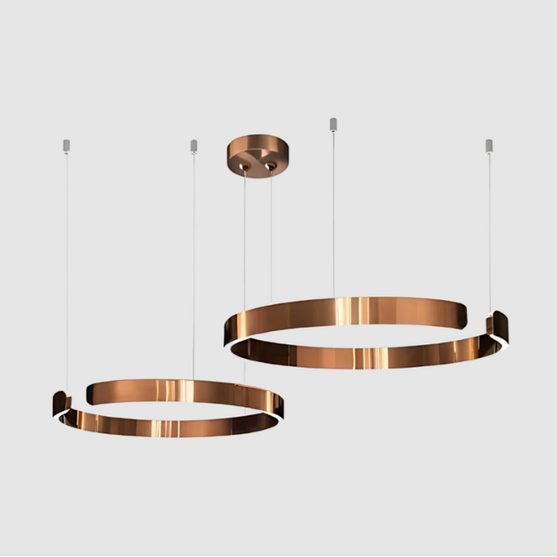 LumaArc – Justerbar LED-loftslampe med dobbelte hængende ringe til stilfuldt interiør