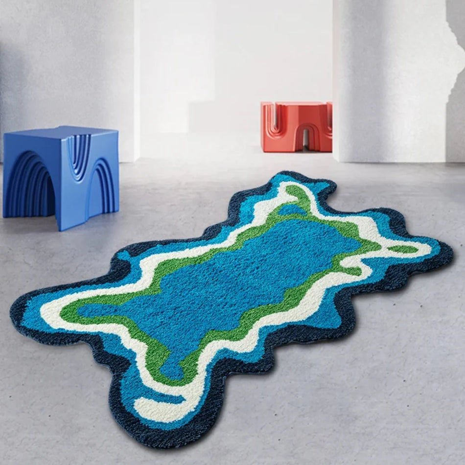 RetroWave – Psykedelisk tuftet tæppe med dristige 70'er-inspirerede mønstre til livlige rum