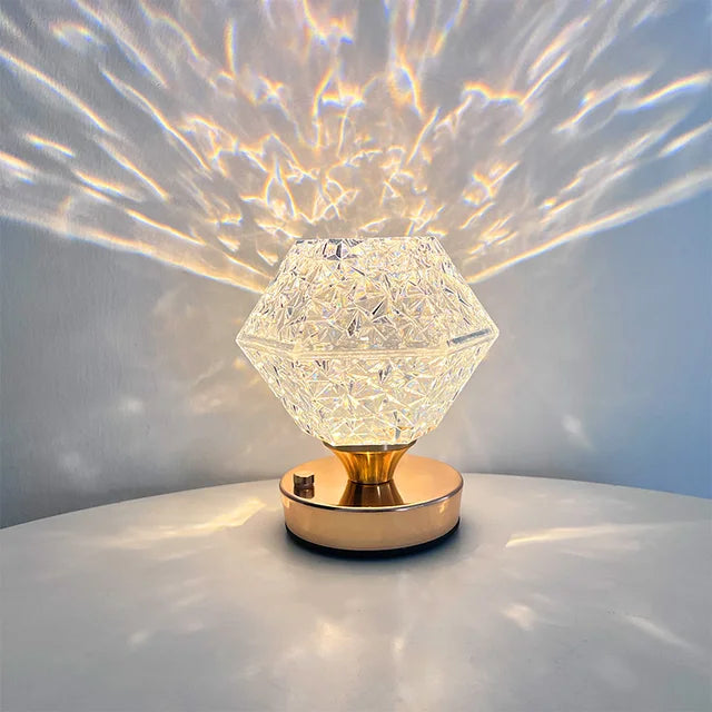 StarLuxe - Krystalbordlampe med fortryllende LED-stjerneprojektion