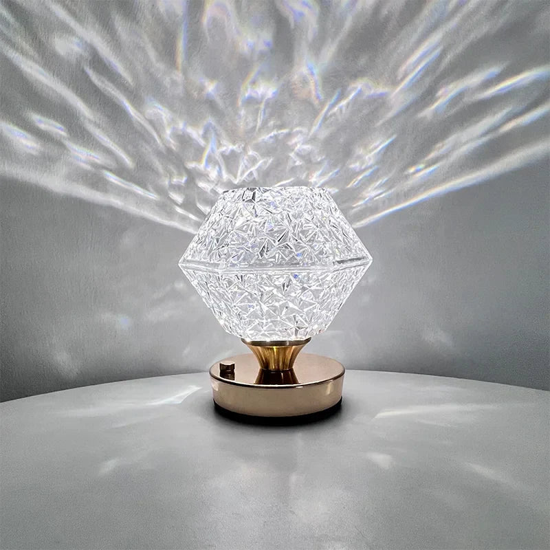 StarLuxe - Krystalbordlampe med fortryllende LED-stjerneprojektion