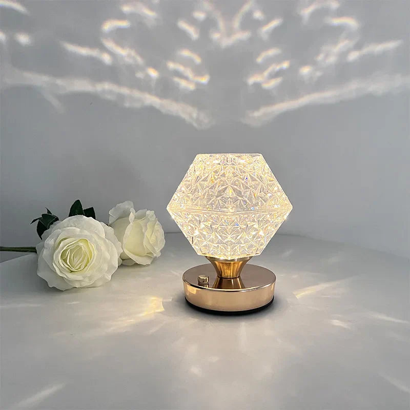 StarLuxe - Krystalbordlampe med fortryllende LED-stjerneprojektion