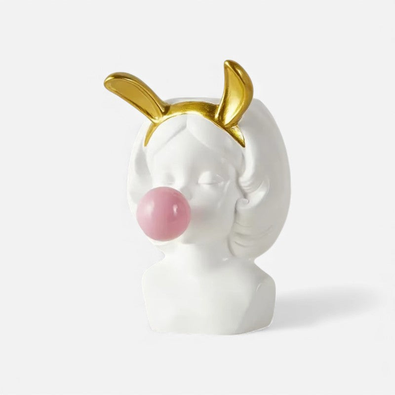 GraceBloom - Dekorativ Blomster Vase med Menneskefigur