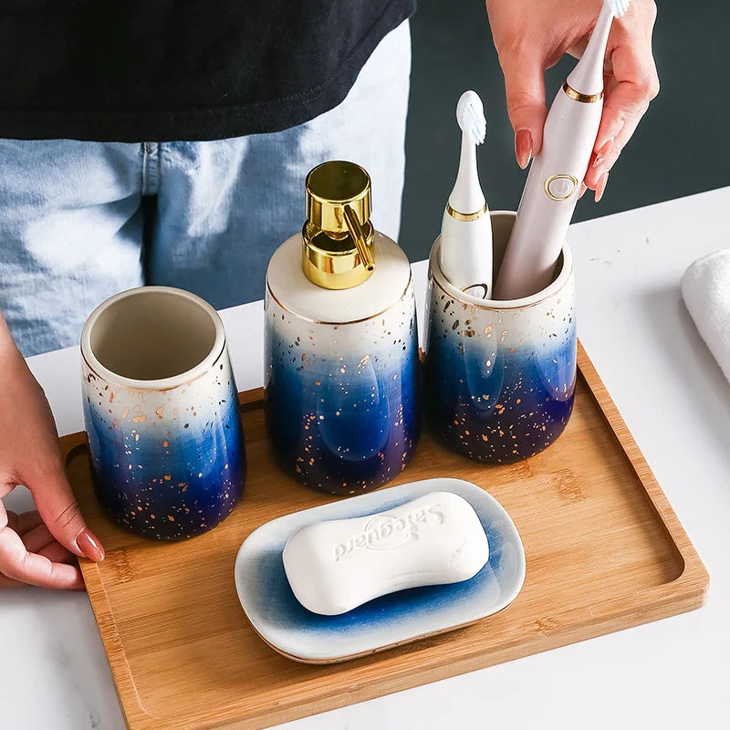 CeramiLux – Luksus Badeværelsessæt med Seifebakke og Dispenser