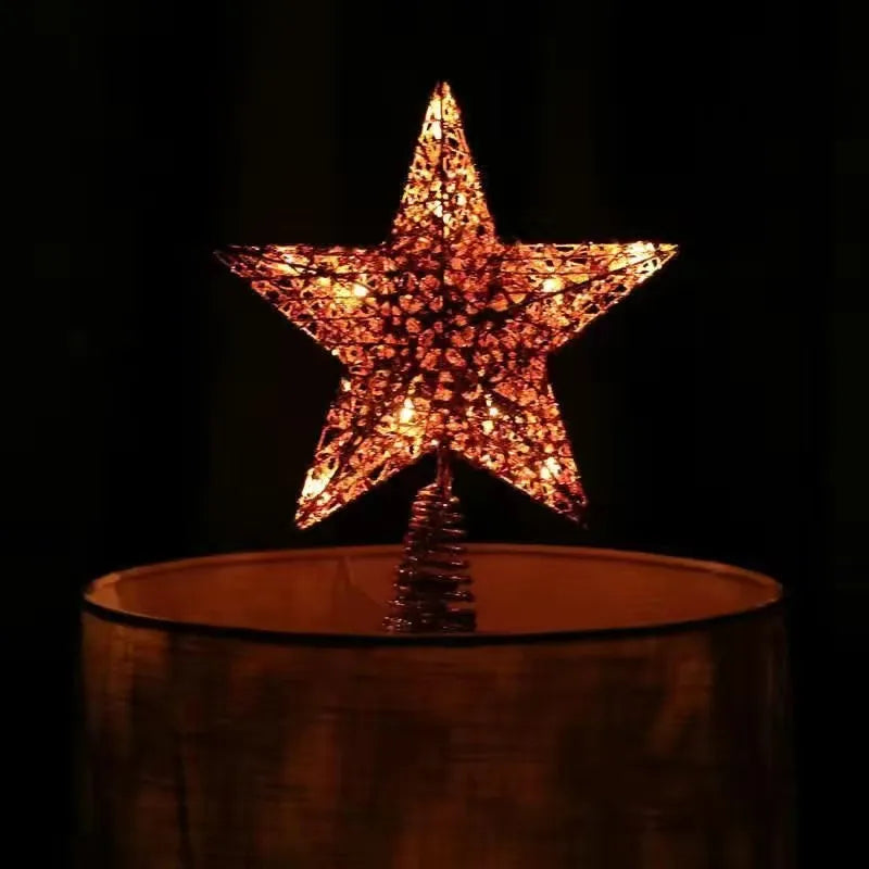 TwinkleGlow - LED Star Tree Topper Med Varmt Lys og Nem Opsætning