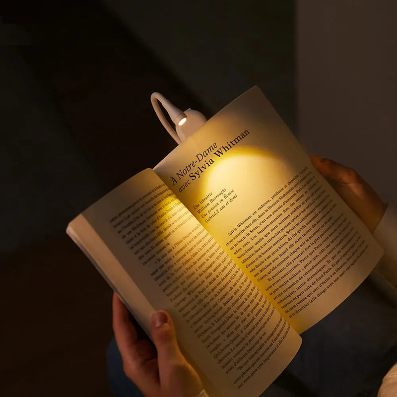GlowLeaf – Clip on mini læselampe med USB-opladning og 360° rotation til læsning om natten