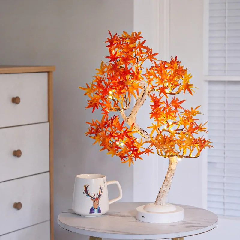 GlowLeaf - Elegant LED Bonsai Lampe med Livagtigt Ahornblad Design