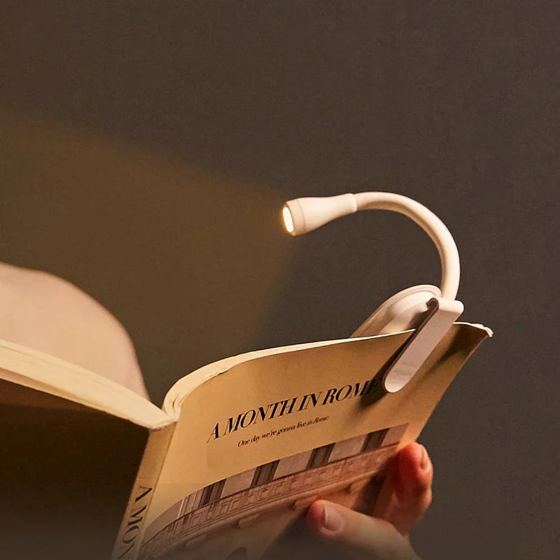 GlowLeaf – Clip on mini læselampe med USB-opladning og 360° rotation til læsning om natten