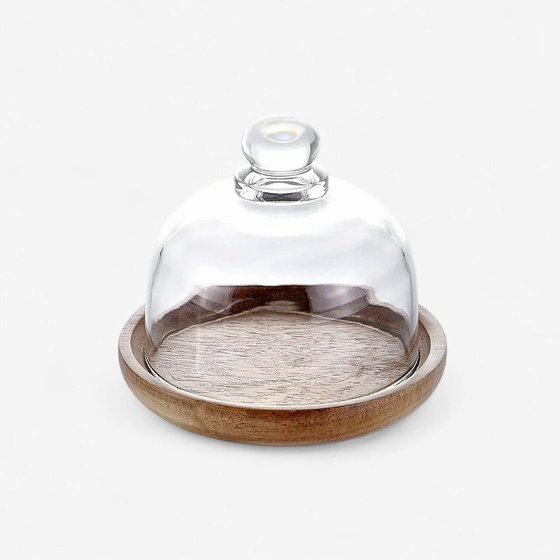 GlassNest – Frugtbakke med glaslåg og træbund