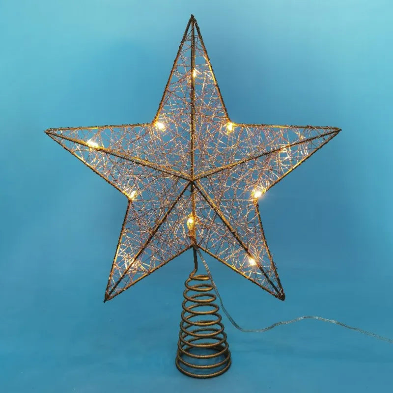 TwinkleGlow - LED Star Tree Topper Med Varmt Lys og Nem Opsætning