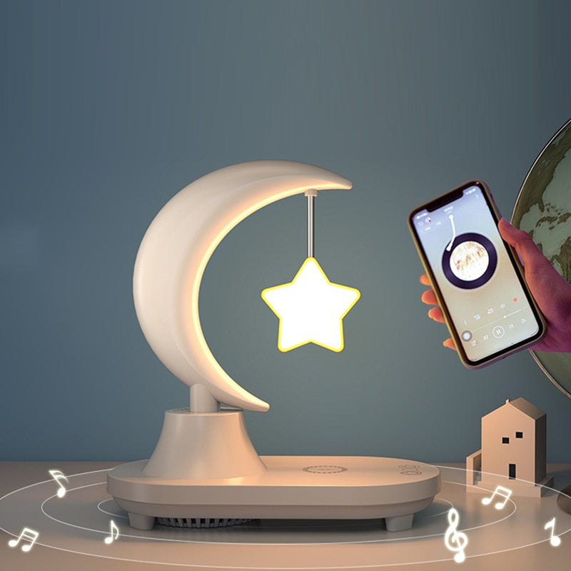 MoonBeam – Trådløs Moonlight-bordlampe med Bluetooth-højttaler og opladningsfunktion