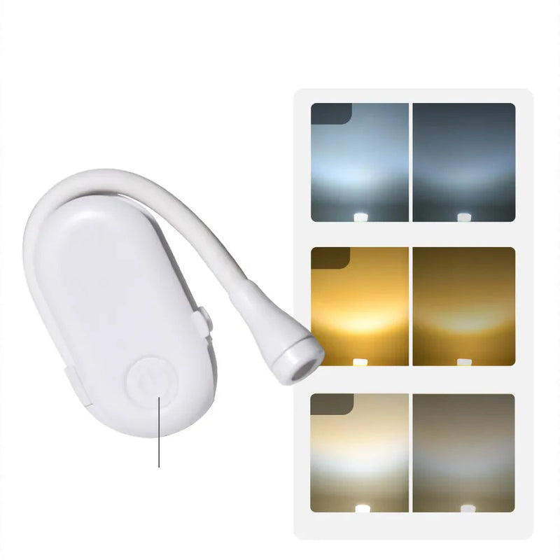 GlowLeaf – Clip on mini læselampe med USB-opladning og 360° rotation til læsning om natten