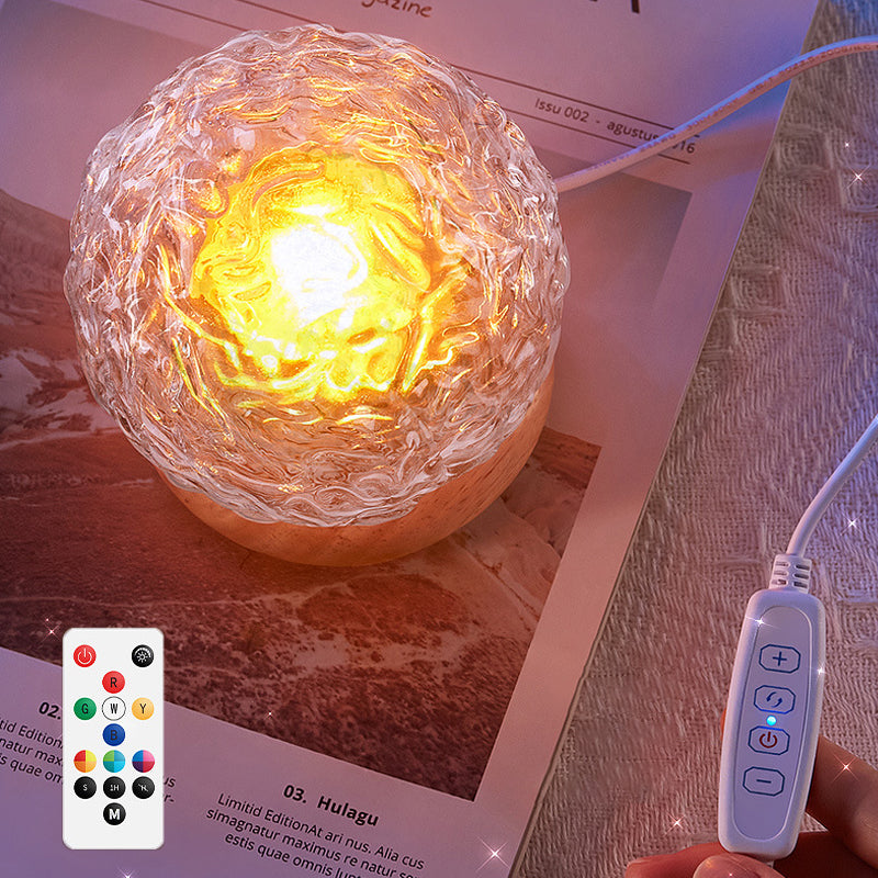 GlowSphere – Dekorativ bordlampe med tekstureret kugle og fjernstyret belysning