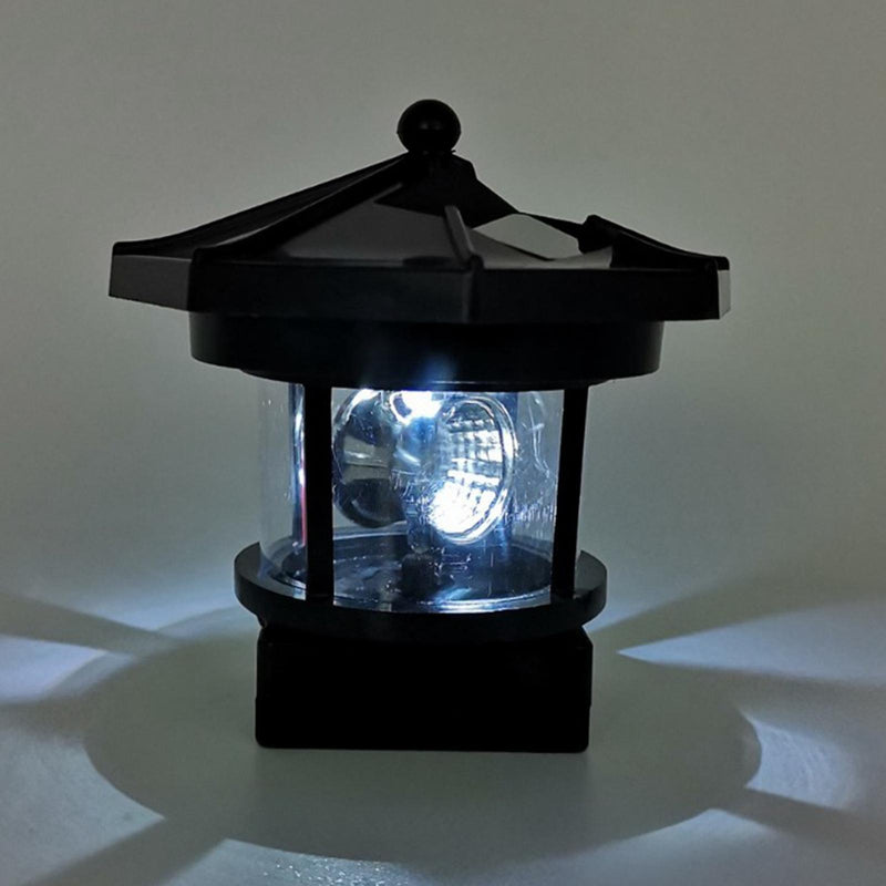 LumaSphere – Solcelledrevet LED-Lampe med Fyrtårnsdesign og Roterende Lysstråle