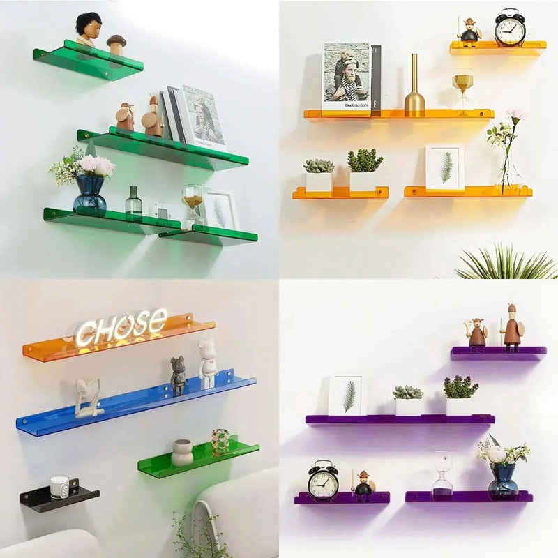 RetroCraft – Svævende udstillingshylde med 80'er-inspireret design og transparent struktur
