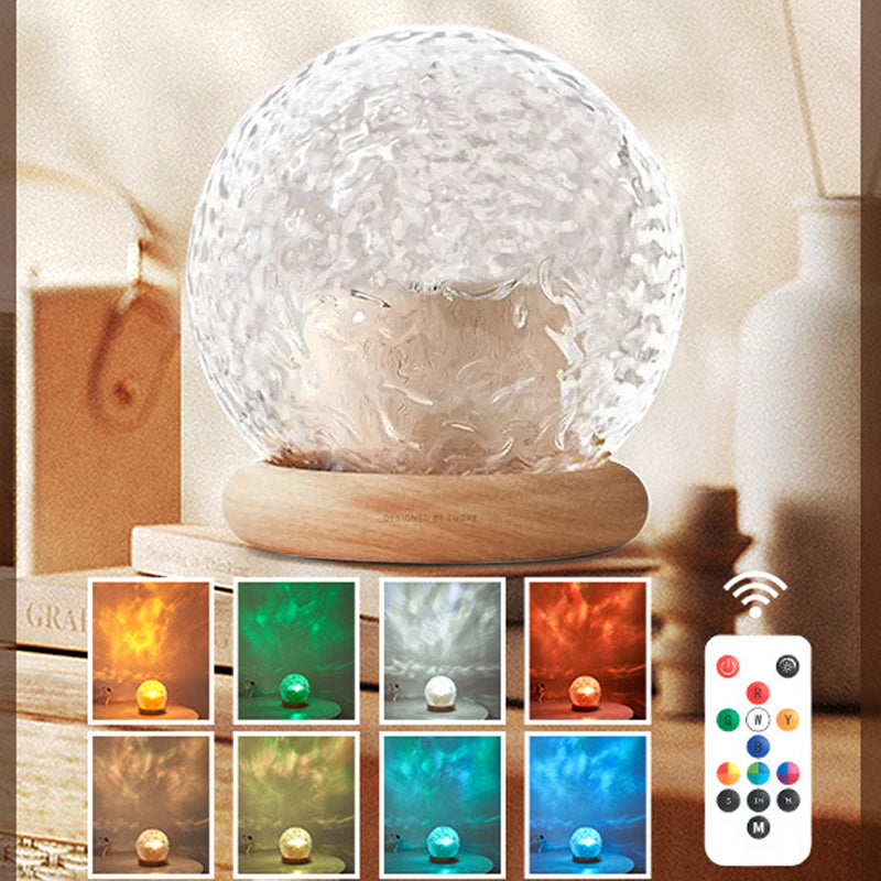 GlowSphere – Dekorativ bordlampe med tekstureret kugle og fjernstyret belysning