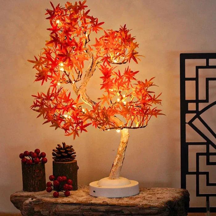 GlowLeaf - Elegant LED Bonsai Lampe med Livagtigt Ahornblad Design