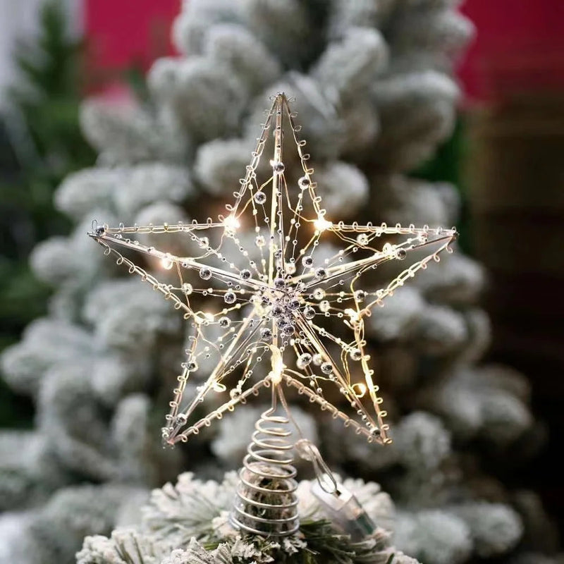 TwinkleGlow - LED Star Tree Topper Med Varmt Lys og Nem Opsætning