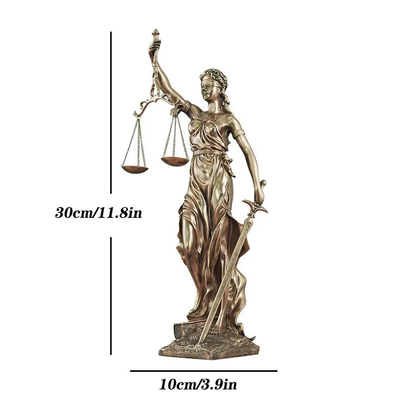 JustiGrace – Europæisk Justitsstatue med sværd, vægt og bogdesign