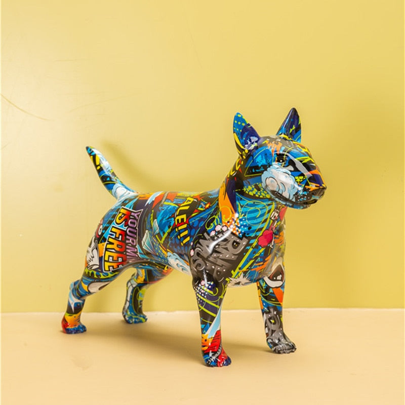 BoldPaws - Bull terrier-skulptur med street art-inspireret design