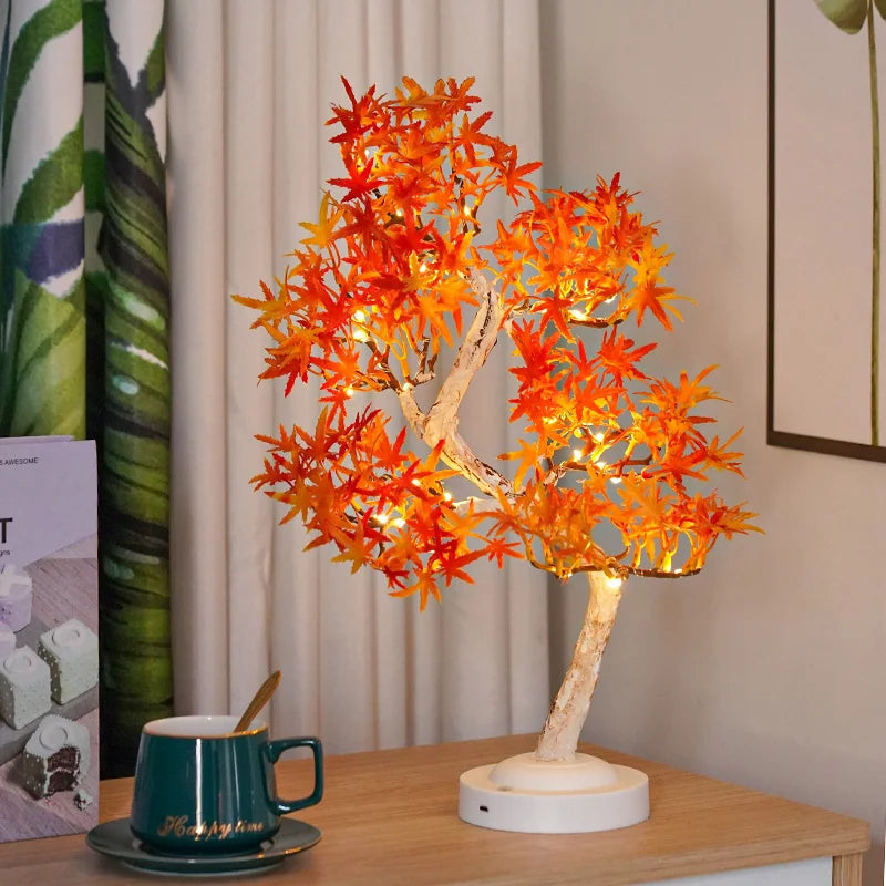 GlowLeaf - Elegant LED Bonsai Lampe med Livagtigt Ahornblad Design