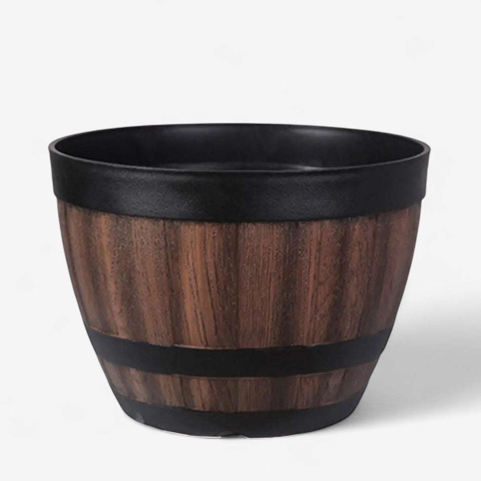 RusticoBarrel – Plantekrukke i Resin med Drænhuller