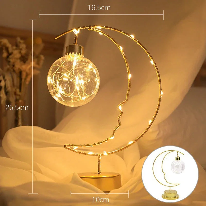LunaGlow - LED bordlampe med gyldent månedesign