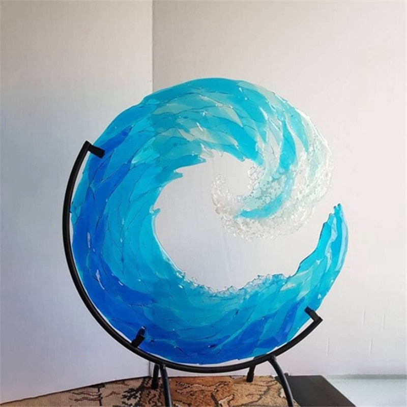 OceanFlow - Kunstnerisk glasskulptur af Majestic Ocean Wave