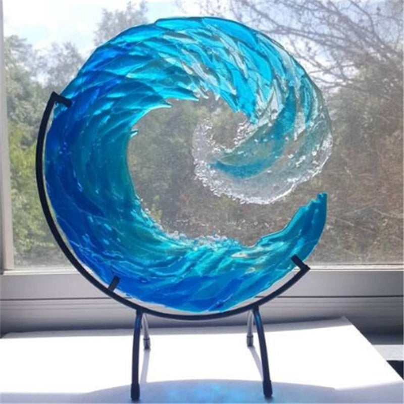 OceanFlow - Kunstnerisk glasskulptur af Majestic Ocean Wave