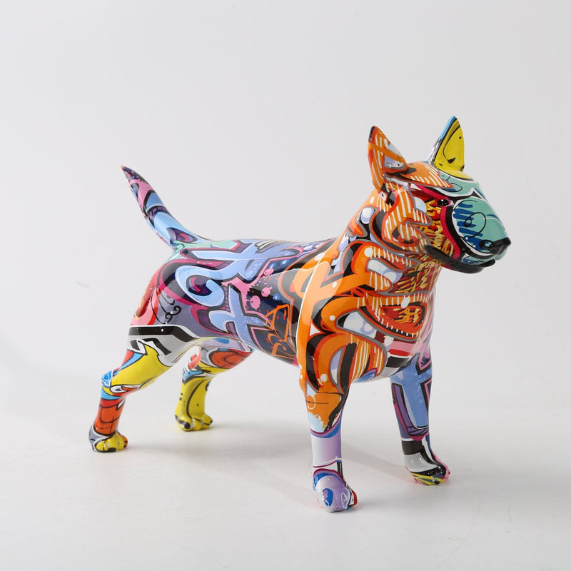 BoldPaws - Bull terrier-skulptur med street art-inspireret design