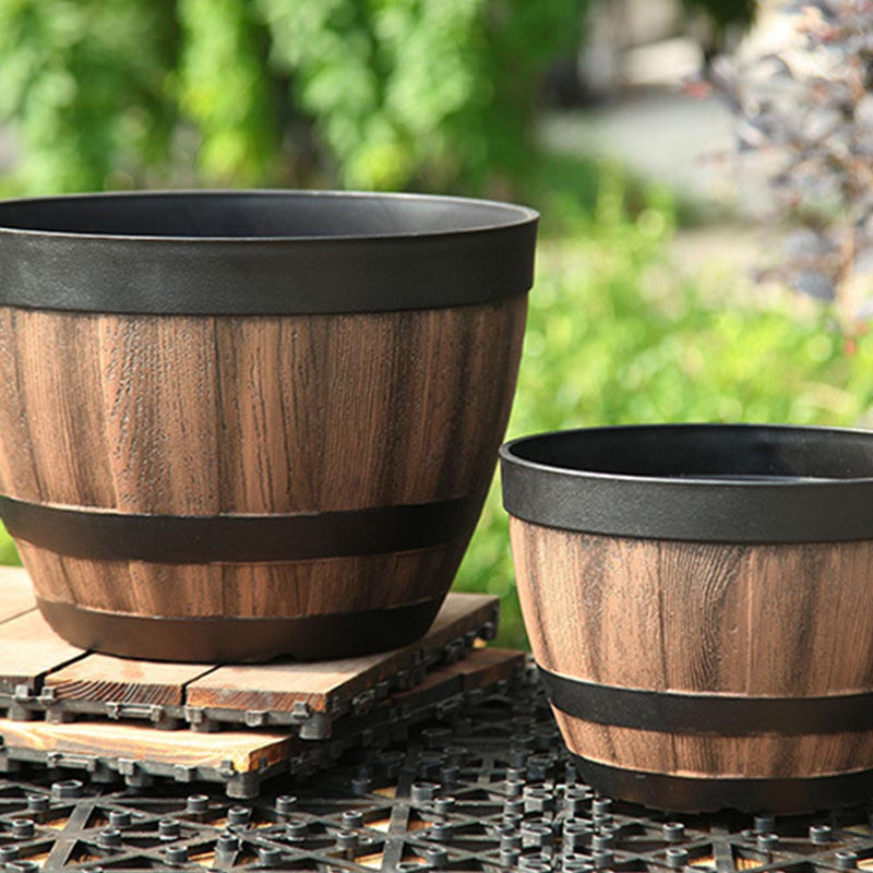 RusticoBarrel – Plantekrukke i Resin med Drænhuller