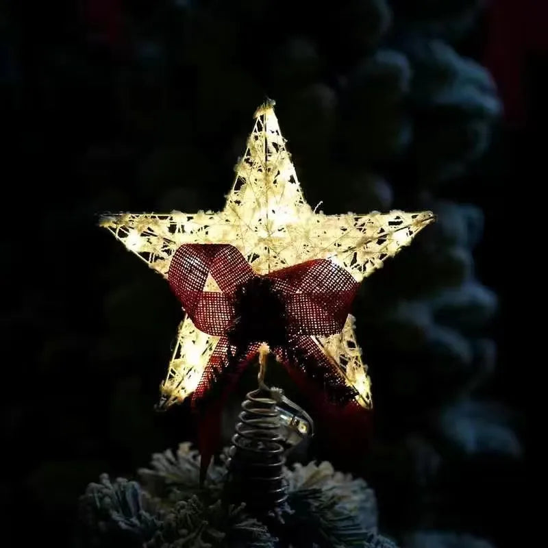 TwinkleGlow - LED Star Tree Topper Med Varmt Lys og Nem Opsætning