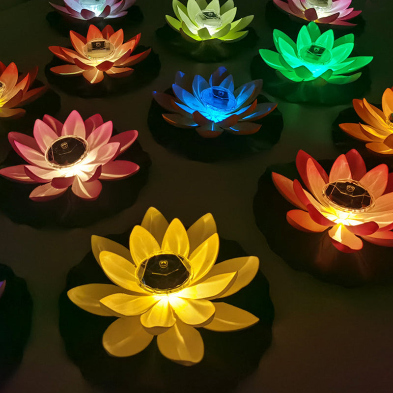 AquaBloom – Vandtæt Solcelledrevet Lotus LED Flydelys til Udendørs Brug