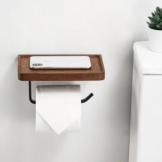 WoodGuard - Elegant toiletrulleholder i træ til dine essensielle ting