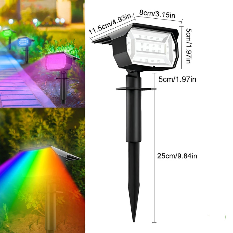 SolarFlare - 20 LED RGB solar spotlights med 2-i-1 alsidig udendørs belysning