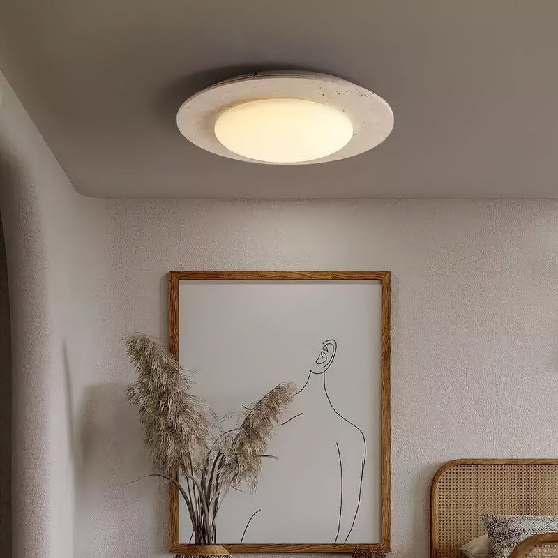 ModuTone – Rund loftslampe med betonfinish og flad, moderne form