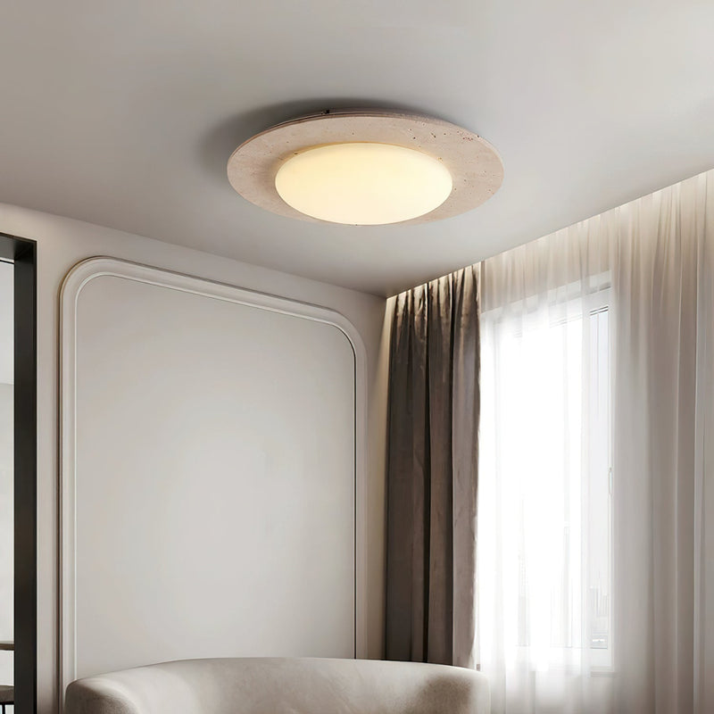 ModuTone – Rund loftslampe med betonfinish og flad, moderne form