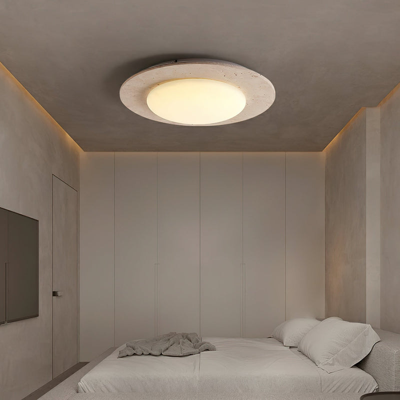 ModuTone – Rund loftslampe med betonfinish og flad, moderne form