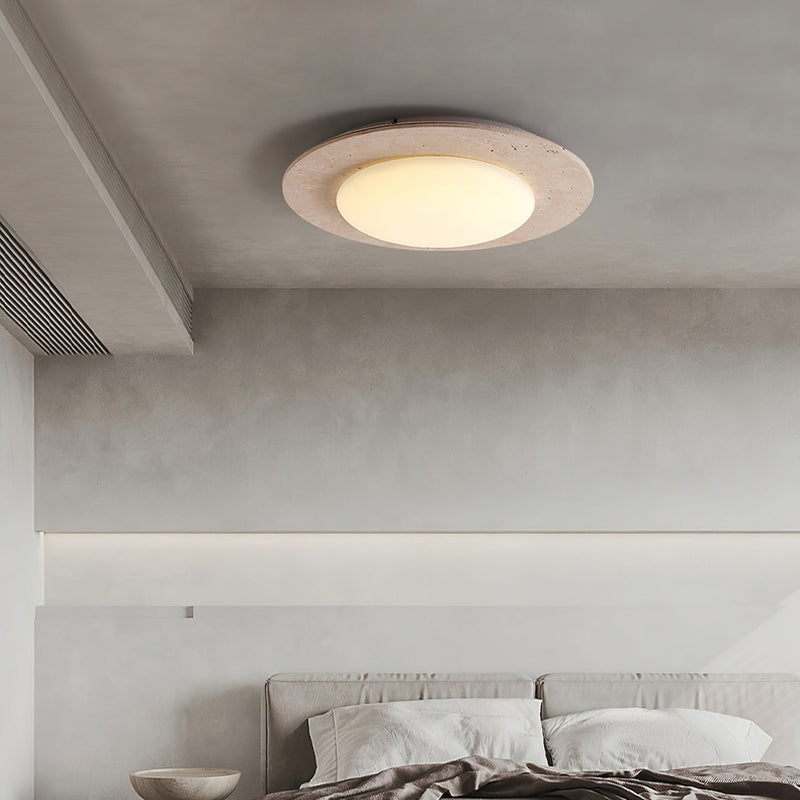 ModuTone – Rund loftslampe med betonfinish og flad, moderne form